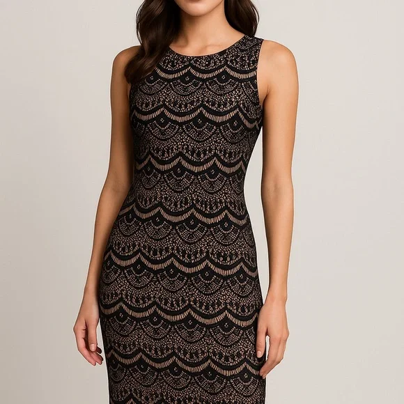 Jessica Simpson Black Lace Overlay Sheath Dress  Size 2